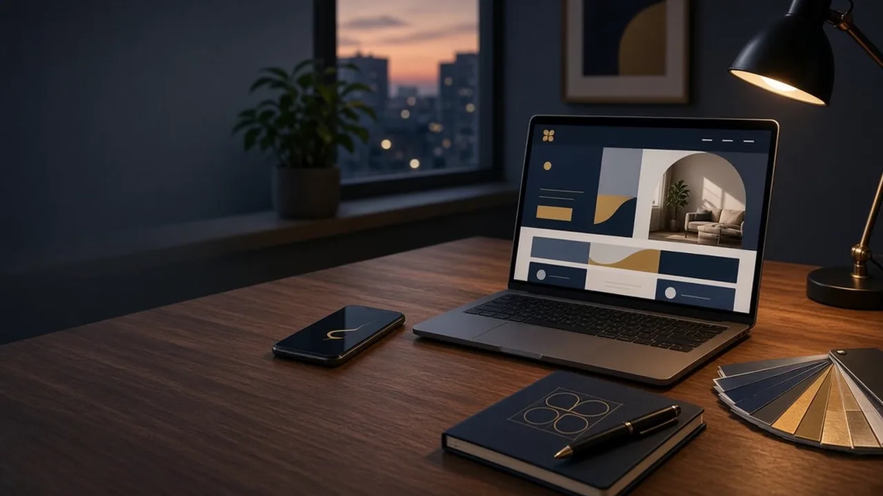 Workspace with a laptop