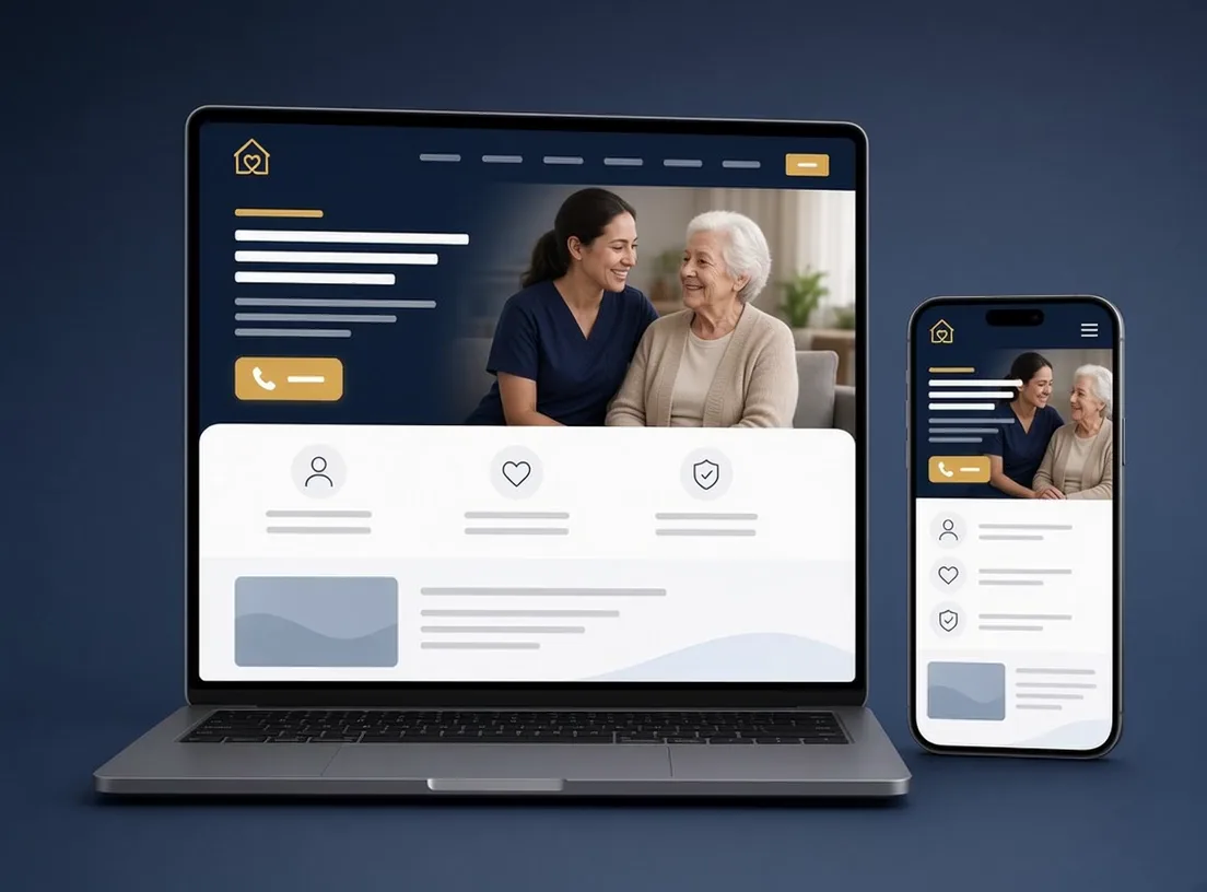 Sample concept: laptop and phone showing a home health agency website